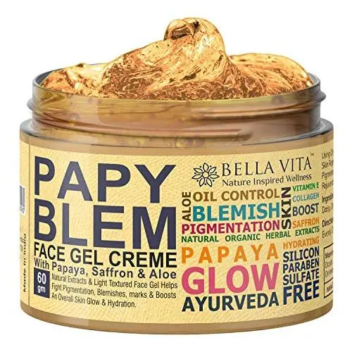 Crème Gel Organique Bella Vita Papaye pour un Teint Lumineux, Traitement des Hyperpigmentations et des Taches avec du Safrane, 60g Crème Gel Organique Bella Vita Papaye pour un Teint Lumineux, Traitement des Hyperpigmentations et des Taches avec du Safrane, 60g