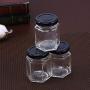 45ML Hexagon Transparent Glass Bottle Honey Storage Bottle Empty Jar Nut Sugar Canister Tank Compatible For Home Kitchen Storage