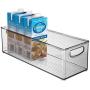 mDesign Plastic Kitchen Pantry Cabinet, Refrigerator or Freezer Food Storage Bins with Handles - Organizer for Fruit, Yogurt, Snacks, Pasta - Food Safe, BPA Free, 6" Wide, 4 Pack - Smoke Gray