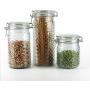 Circleware 68221 Vintage Home Glass Canisters with Swing Top Hermetic Airtight Locking Lids, 3-Piece Set, Kitchen Food Preserving Containers for Coffee, Sugar, Cereal, 22 oz, 34 oz, 44 oz, Hobnail