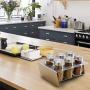 Macddy Spice Rack Organizer Stainless Steel Seasoning Jar Storage Holder Kitchen Toos Dustproof Visible Castor polite