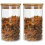 IDEALUX Glass Storage Jar,Coffee Bean & Kitchen food storage container with Airtight Seal Bamboo Lid Set of 2,Silicone Seal Ring (26 Ounce)