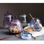 FUYU Retro Colored Relief Glass Sealed Sugar Jar Candy Box Food Storage Jar with Lid
