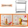 Kitchen Stainless Steel Rack,2-Tier Standing Rack Kitchen Bathroom Countertop Storage Organizer Spice Jars Bottle Shelf Holder Rack Wall-mounted Punch-free Seasoning Shelf Tool Holder with 4 Hooks