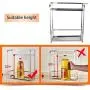 Kitchen Stainless Steel Rack,2-Tier Standing Rack Kitchen Bathroom Countertop Storage Organizer Spice Jars Bottle Shelf Holder Rack Wall-mounted Punch-free Seasoning Shelf Tool Holder with 4 Hooks Kitchen Stainless Steel Rack,2-Tier Standing Rack Kitchen Bathroom Countertop Storage Organizer Spice Jars Bottle Shelf Holder Rack Wall-mounted Punch-free Seasoning Shelf Tool Holder with 4 Hooks