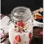 Mydio 4-Piece Glass Canister with Lids-Crystal Clear Food Storage Jars with Clear Lid and Bail & Trigger Hermetic Seal，Set Includes 1 each 17oz, 25oz, 34oz, 51oz