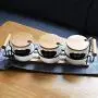 Kitchen seasoning box/Ceramic Condiment Storage Container with Tray Chili Oil Seasoning jar (Color : B)