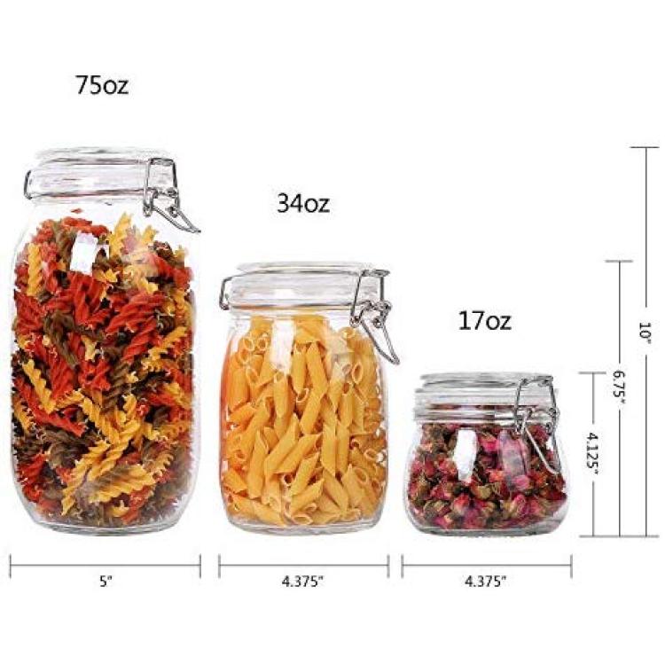 Airtight Plastic Canister with Lids Food Storage Jar Square - Storage  Container with Clear Preserving Seal Wire Clip Fastening for Kitchen  Canning for