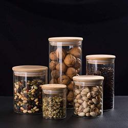 Glass Storage Containers with Bamboo Lids, Airtight Canisters for Pantry  (32.5 oz, 3 Pack)