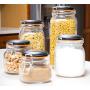 EatNeat Set of 5 Clear Glass Airtight Kitchen Canisters and Canning Jars with Bail & Trigger Hermetic Seal Clamp Lids | 68-51-34-27-17 oz. (Black Lid)