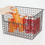 mDesign Metal Kitchen Pantry Food Storage Organizer Basket - Farmhouse Grid Design with Open Front for Cabinets, Cupboards, Shelves - Holds Potatoes, Onions, Fruit - 12" Wide, 8 Pack - Bronze