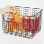 mDesign Metall Küchenregal Lebensmittel Aufbewahrungsbox – Rustikale Grid-Design mit Offener Front für Schränke, Schränke, Regale – Für Kartoffeln, Zwiebeln, Obst – 12 Zoll Breite, 8er Pack – Bronze