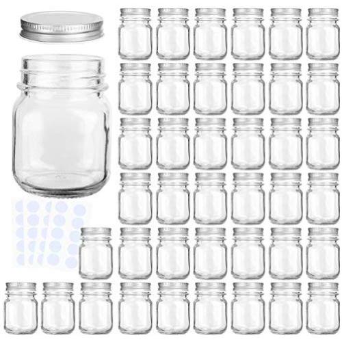 Glass Jars, KAMOTA 4 oz Mini Glass Jars with Lids Perfect for Mason Jars, Canning Jars, Favor Jars, Baby Food Jars, DIY Magnetic Spice Jars, Jam Jars,40 PACK,40 Whiteboard Labels Included