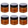 6PCS Kunststoff Amber Make-up Runde Behälter mit Weißen Innenschalen und Schwarzen Deckeln – Kosmetikverpackungsflaschen, Lagerbehälter, für Creme, Lotion, Gesichtsmaske, DIY-Schönheitstools (100g/3.4oz)