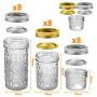 Mason Jars Canning Jars, 24 Pack Jelly Jars With Regular Lids, Ideal for Jam, Honey, Wedding Favors, Shower Favors, Baby Foods, DIY Magnetic Spice Jars - 4 OZ x 8, 8 OZ x 8, 12 OZ x 8 (4oz -8oz-12oz)