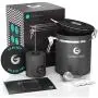 Kaffebehälter – Coffee Gator Edelstahl Kaffeedose – Frischere Bohnen und Kaffeemehl länger – Datumsverfolgung, CO2-Freigabeventil, Messlöffel und Reisebehälter – Medium, Grau