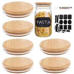 Bamboo Mason Jar Lids Wide Mouth Storage Canning Jar Lids, CNVOILA 6 Pack Lids for Wide Mouth Mason Jar