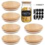 Bamboo Mason Jar Lids Wide Mouth Storage Canning Jar Lids, CNVOILA 6 Pack Lids for Wide Mouth Mason Jar