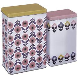 Premier Housewares Joni Storage Canisters, Multi-Colour, Rectangular, Set of 2