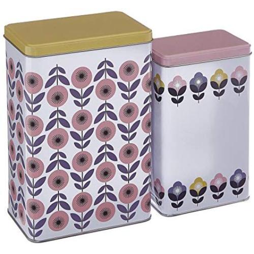 Premier Housewares Joni Storage Canisters, Multi-Colour, Rectangular, Set of 2