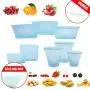 8er Set Wiederverwendbare Silikon-Lebensmittelbeutel, BPA-frei, Dichtheitsbeutel mit Muster für Obst/Snack/Gemüse, Mikrowellengeeignet, Geschirrspülergeeignet, (Blau)
