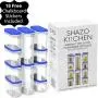 Shazo Food Storage Containers 20-Piece Set (10 Container Set) - Airtight Dry Food with Innovative Dual Utility Interchangeable Lid, FREE 14 pc Measuring Cups/Spoons, One Lid Fits All, Freezer Safe