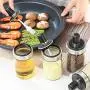 Glass Kitchen Storage Containers - Glass Seasoning Tank Kitchen Spice Kit Bottles Pepper Spoon Seasoning Jars Oil Brush Honey Container Food Storage Container