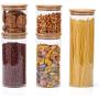 EZOWare Airtight Glass Food Storage Jars Canister/Kitchen Container Set with Natural Bamboo Lids - Set of 5