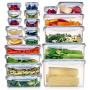 Shazo LARGEST Set of 40 pc (Set of 20) Airtight Food Storage Containers with Lids - Plastic BPA-FREE Kitchen Pantry Storage Containers, BONUS Measuring Spoons, 27 Labels + Pens, IMPROVED Durable Lids