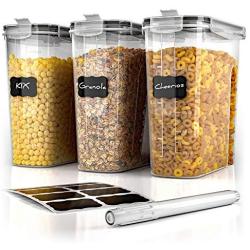 Cereal Container Storage Set - 3 Piece Airtight Food Storage Containers. BPA Free Dispenser Storage Container Set with Free Labels & Pen - by Simple Gourmet