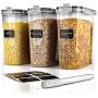 Cereal Container Storage Set - 3 Piece Airtight Food Storage Containers. BPA Free Dispenser Storage Container Set with Free Labels & Pen - by Simple Gourmet