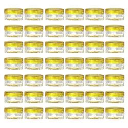 LONGWAY 0.1 Oz (3g) Muticolor Small Plastic Jars with Lids | Mini Empty Lotion Containers - for Travel Cream Samples, Lip Balm & BPA Free (Pack of 42, Yellow)