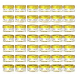 LONGWAY 0.1 Oz (3g) Muticolor Small Plastic Jars with Lids | Mini Empty Lotion Containers - for Travel Cream Samples, Lip Balm & BPA Free (Pack of 42, Yellow)