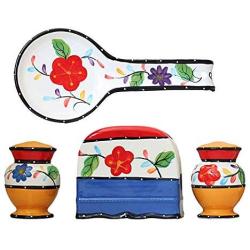 ACK Tutti Frutti Viva Collection Hand Painted Ceramic Table Top Set, 89525/28 by