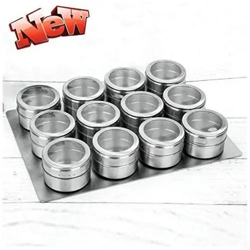 HLDWXN Spice Jars,Stainless Steel Spice Jars Storage Containers Set Spice Seasoning Boxes 12 - Piece Set Magnetic Portable Spice Tins Set,for Barbecue/Restaurant/Kitchen, etc,Kitchen Supplies HLDWXN Spice Jars,Stainless Steel Spice Jars Storage Containers Set Spice Seasoning Boxes 12 - Piece Set Magnetic Portable Spice Tins Set,for Barbecue/Restaurant/Kitchen, etc,Kitchen Supplies
