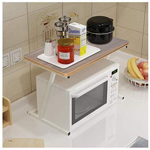 Naiflowers 2 Tier Kitchen Storage Shelf Microwave Storage Rack Oven Standing Spice Rack Kitchen Countertop Storage Organizer, Spice Bottle Jars Rack Holder, 23.6×13.8inch (Brown)