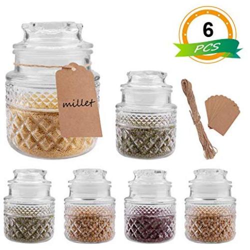 Glass Food Storage Canisters Jars with Tight Lids for Kitchen or Bathroom ~ Food,cookie,cracker, Storage Containers-35oz（Set of 6）