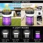 Elektro-Mücken-Zapper für Drinnen und Draußen, Elektrischer Mücken- und Fliegenabtötungs-Angel, Wasserdichter Solar-Beleuchtungs-Mückenlampen mit 3 Lichtmodi, USB Typ C Solar-Laden für Zuhause, Wandern, Hof, Terrasse