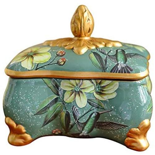 Food Storage Containers with Lids Airtight Bpa Free Large, Ceramic Pottery Cereal Containers Canister Cookie Jar for Kitchen Pantry Organization Candy Bulk, 2L (Color : Green-1)