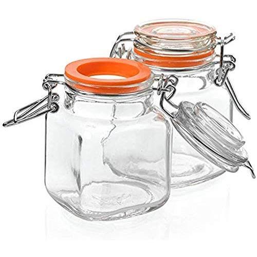 vivaBKK Glass Jars with Flip-Top Lids, 3.4 oz Airtight Glass for Spices, Condiments, Seasonings Storage Reusable Set of 24