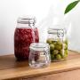 HOMELUNY Set of 4 Glass Airtight Jars Cereal Storage Container Jars Glass Storage Jars 500ML for Candy, Cookie, Rice, Sugar,Flour,Snacks Keeping Food Dry & Fresh