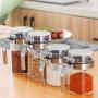 Tiakino Spice Jar, Mini Clear Glass Spice Jar Container Set with Airtight Lids Spoon for Kitchen Accessories