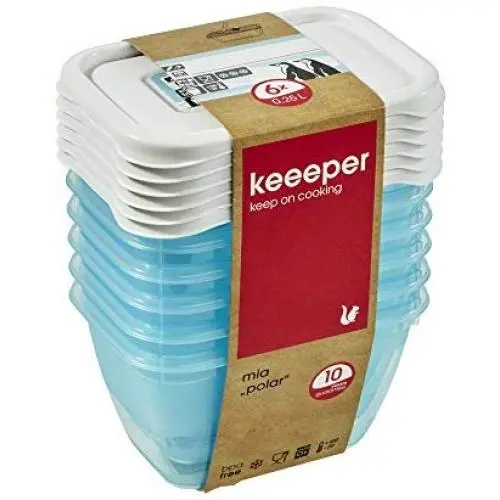 Keeeper Gefriertruhe Mia Polar 0,25L Rechteck 6 Stück, Polypropylen, Blau, 10,5 x 7,5 x 6 cm