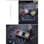 Clear Seasoning Rack Spice Pots, Acrylic Seasoning Box Spice Storage Container Holder Removable Condiment Jars with Cover and Spoons - Set of 4