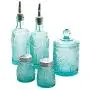 Ensemble Pioneer Woman Adeline 6 Pièces (Assortiment de Condiments) Turquoise + Pot à Biscuits en Verre Turquoise de Pioneer Woman