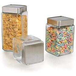 2 Quart Anchor Square Jar with Glass Lid | 4 Pack