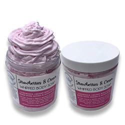 Strawberries & Cream Scented Whipped Body Wash - 4 Ounce Luxurious Body Frosting - Foaming Body Wash