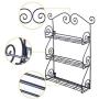 Pentaero 3-Tier Spice Rack Spice Jars Bottle Holder Storage Organizer Shelf for Kitchen, Wrought Iron Kitchen Rack, Kitchen Rack, Kitchen Storage Rack, Wall-Mounted Seasoning Rack (Black)