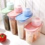 HOMELUNY Set of 4 Plastic Food Storage Containers Kitchen Airtight Jars Storage Box Cereal Storage Container Jars for Candy, Cookie, Rice, Sugar,Flour,Snacks Keeping Food Dry & Fresh Large Green
