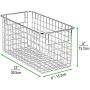 mDesign Farmhouse Decor Metal Wire Food Storage Organizer, Bin Basket with Handles for Kitchen Cabinets, Pantry, Bathroom, Laundry Room, Closets, Garage - 12" x 6" x 6" - 8 Pack - Chrome
